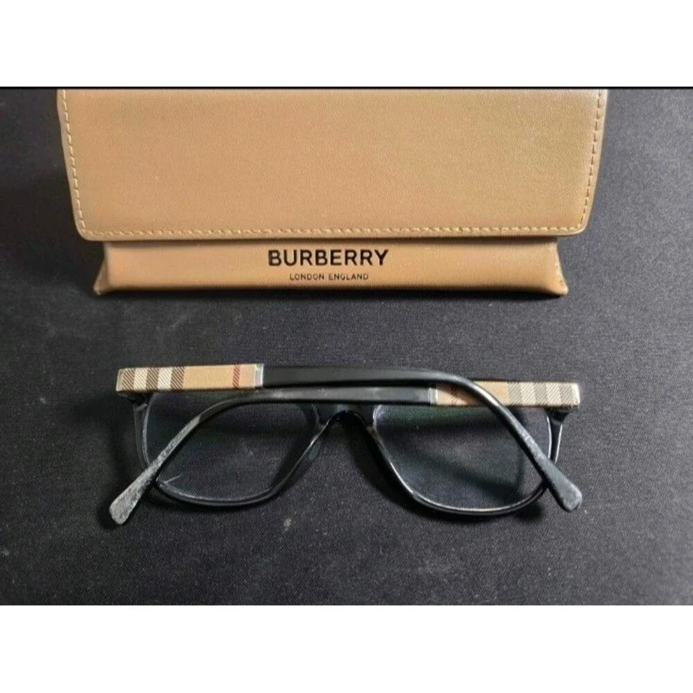Burberry Black Check Plaid Eyeglasses Frames w/ Case Unisex Rx Ready